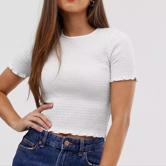 Shirred Ruched Ruffle Edge T Shirt from ASOS - Picture 3 of 8